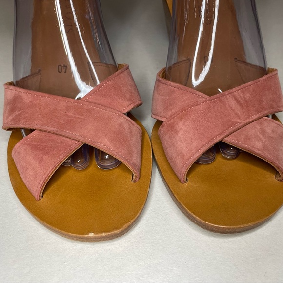 K Jaques Saint-Tropez Rose Suede Leather Wedges Sandals Size 40/9 - Picture 8 of 10
